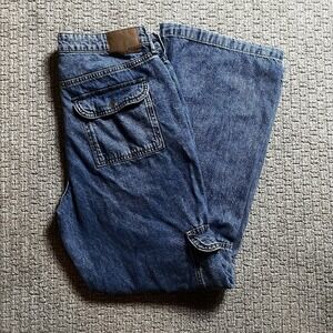 Aeropostale Mid Rise Wide Leg Utility Cargo Blue Jeans Womens Sz 12 reg
